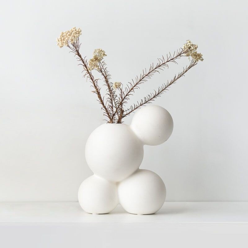 Ins Style Modern Vase Ceramic White Art Flower Vessel Living Room Desktop Creative Decoration Ornaments