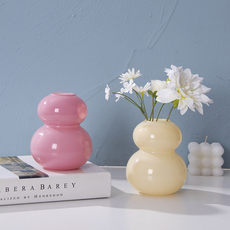 New Creative Gourd Glass Vase Hydroponic Plant Flower Arrangement Vase Dry Flower Vase Living Room Desktop Craft Ornaments