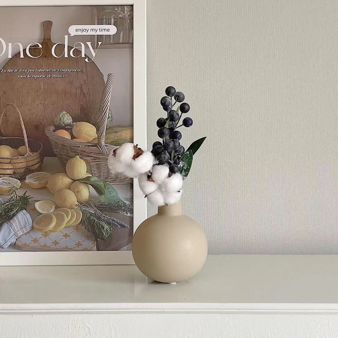 Ceramic Small Vase Ornaments Desktop Tv Cabinet Living Room Flower Arrangement Dried Flowers Ins Style High Appearance