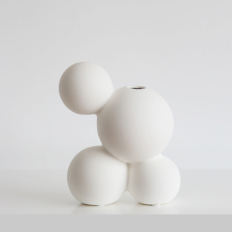 Ins Style Modern Vase Ceramic White Art Flower Vessel Living Room Desktop Creative Decoration Ornaments